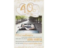 Card 40th Wedding Anniversary, Couple in the car, 13x20,5 cm
